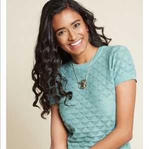 Modcloth pointelle shortsleeved sweater, size L